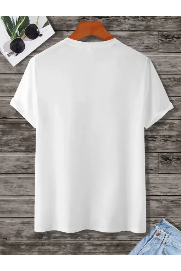 Kadın Baskılı Oversize kısa kol T-Shirt - Beyaz Kadın Baskılı Oversize kısa kol T-Shirt - Beyaz