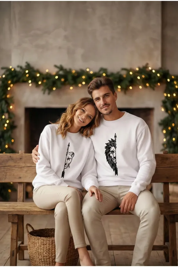Oversize Bisiklet Yaka Sevgililer Günü Baskılı Sweatshirt - Beyaz Oversize Bisiklet Yaka Sevgililer Günü Baskılı Sweatshirt - Beyaz