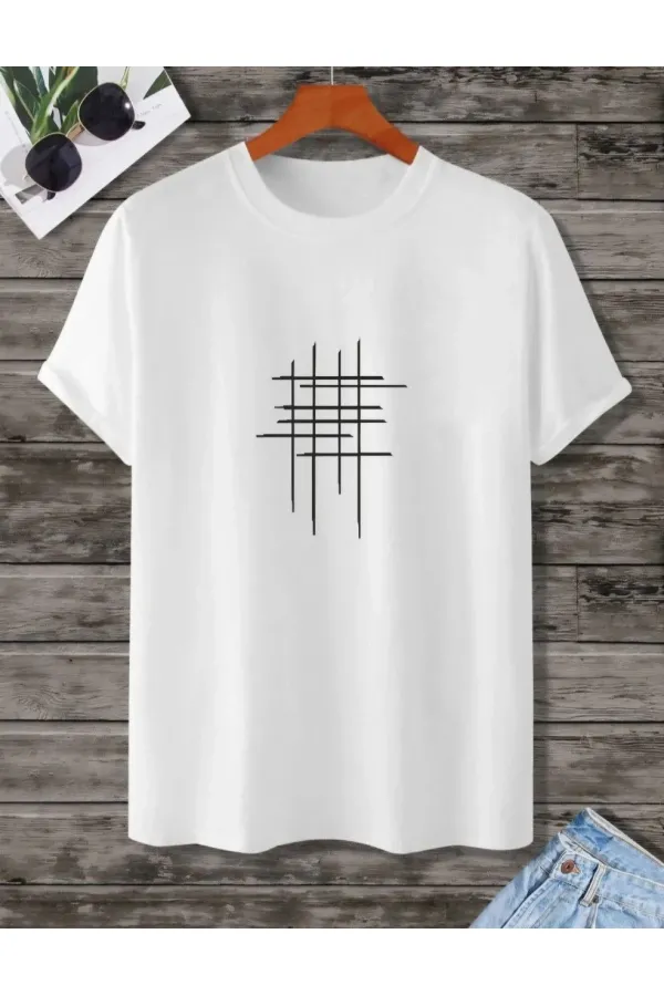 Kadın Baskılı Oversize kısa kol T-Shirt - Beyaz Kadın Baskılı Oversize kısa kol T-Shirt - Beyaz