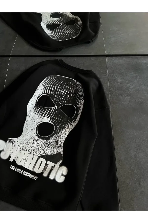 Kadın 3 iplik Kışlık Bisiklet Yaka Baskılı SweatShirt - Siyah Kadın 3 iplik Kışlık Bisiklet Yaka Baskılı SweatShirt - Siyah