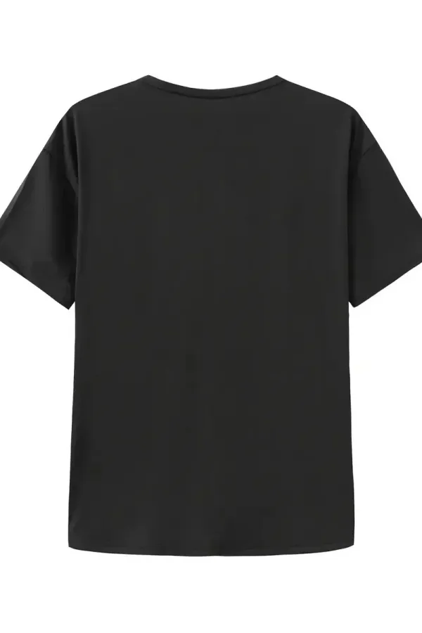 Kadın T-shirt Bisiklet Yaka Oversize Kısa Kollu Tişört - Siyah Kadın T-shirt Bisiklet Yaka Oversize Kısa Kollu Tişört - Siyah