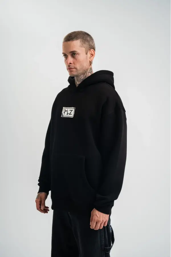 ERKEK 3 İplik Pamuklu Kapüşonlu Patchli Nakışlı Hoodie SweatShirt - Siyah ERKEK 3 İplik Pamuklu Kapüşonlu Patchli Nakışlı Hoodie SweatShirt - Siyah