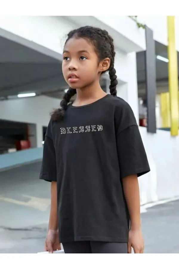 Çocuk Unisex Baskılı T-Shirt - Siyah Çocuk Unisex Baskılı T-Shirt - Siyah