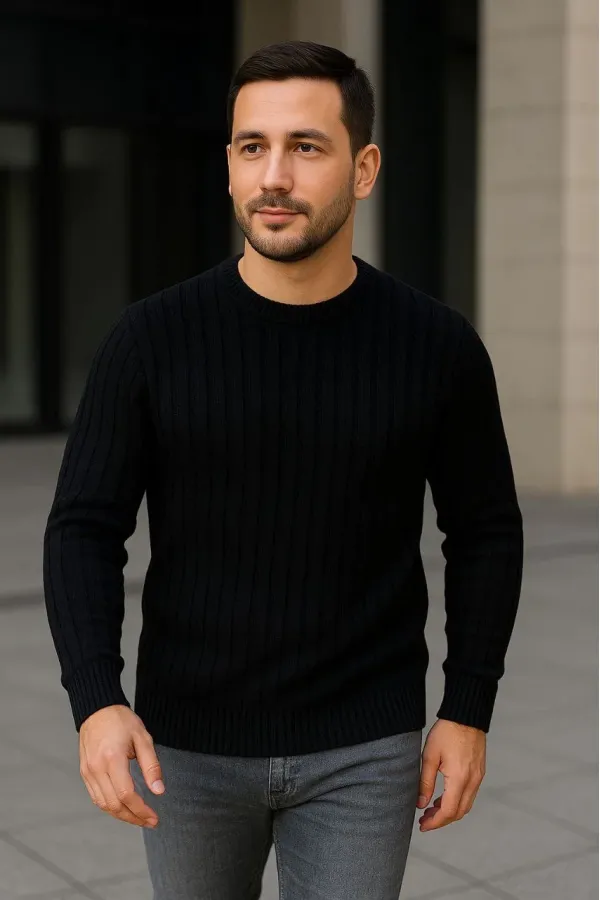 Erkek Fitilli Triko Kazak 2’li Set Bej Beyaz Kalın Dokuma Pamuklu Regular Fit Bisiklet Erkek Fitilli Triko Kazak 2’li Set Bej Beyaz Kalın Dokuma Pamuklu Regular Fit Bisiklet