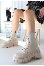 Flona Bej Cilt Bağcıklı Bot Flona Bej Cilt Bağcıklı Bot
