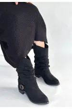 Canty Siyah Süet Körüklü Topuklu Çizme Canty Siyah Süet Körüklü Topuklu Çizme