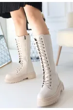 Mennd Bej Cilt Bağcıklı Çizme Mennd Bej Cilt Bağcıklı Çizme
