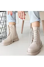 Orge Bej Cilt Bağcıklı Bot Orge Bej Cilt Bağcıklı Bot