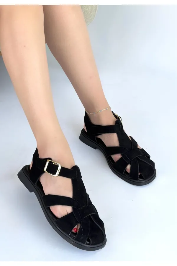 Taney Siyah Süet Sandalet Taney Siyah Süet Sandalet