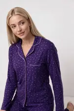 Pjs 30167 Kadın Uzun Kol Puantiyeli Düğmeli Pijama Takımı Pjs 30167 Kadın Uzun Kol Puantiyeli Düğmeli Pijama Takımı