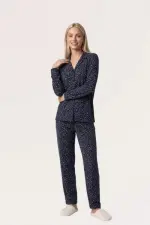 Pjs 30182 Kadın Uzun Kol Önden Düğmeli Pijama Takımı Pjs 30182 Kadın Uzun Kol Önden Düğmeli Pijama Takımı