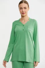 Sementa 76438 Yarım Düğmeli Cep Detaylı Pijama Takım Sementa 76438 Yarım Düğmeli Cep Detaylı Pijama Takım