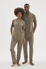 Kocabey KKT-26150 Apaj Yaka Boydan Düğmeli Pijama Takımı Kocabey KKT-26150 Apaj Yaka Boydan Düğmeli Pijama Takımı