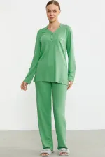 Sementa 76438 Yarım Düğmeli Cep Detaylı Pijama Takım Sementa 76438 Yarım Düğmeli Cep Detaylı Pijama Takım