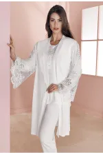 Espuar 757 Penye 3'lü Sabahlık Pijama Takımı Espuar 757 Penye 3'lü Sabahlık Pijama Takımı