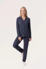 Pjs 30182 Kadın Uzun Kol Önden Düğmeli Pijama Takımı Pjs 30182 Kadın Uzun Kol Önden Düğmeli Pijama Takımı
