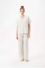 PJS 29098 Kadın Düğmeli Pijama Takım
