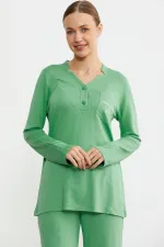 Sementa 76438 Yarım Düğmeli Cep Detaylı Pijama Takım Sementa 76438 Yarım Düğmeli Cep Detaylı Pijama Takım