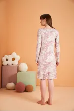 PJS 28019 Kadın Uzun Kol Desenli Gecelik PJS 28019 Kadın Uzun Kol Desenli Gecelik