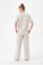 PJS 29098 Kadın Düğmeli Pijama Takım