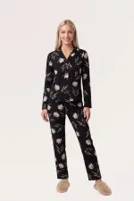 Pjs 30185 Kadın Önden Düğmeli Uzun Kol Pijama Takımı Pjs 30185 Kadın Önden Düğmeli Uzun Kol Pijama Takımı