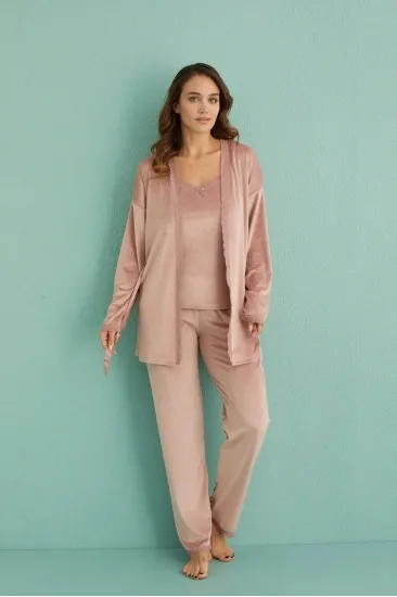 Mihra 13402 Kadın Kadife 3'Lü Pijama Takımı Mihra 13402 Kadın Kadife 3'Lü Pijama Takımı