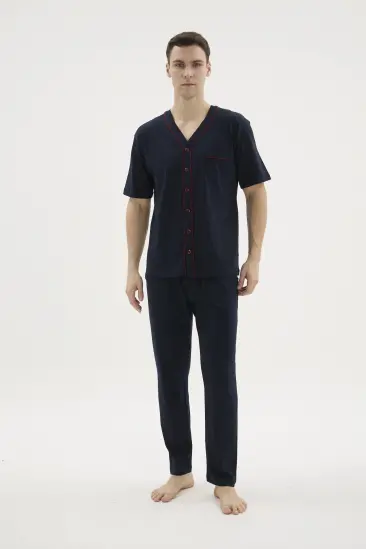Kocabey 2113V.Yaka Boydan Düğmeli Pijama Takım Kocabey 2113V.Yaka Boydan Düğmeli Pijama Takım