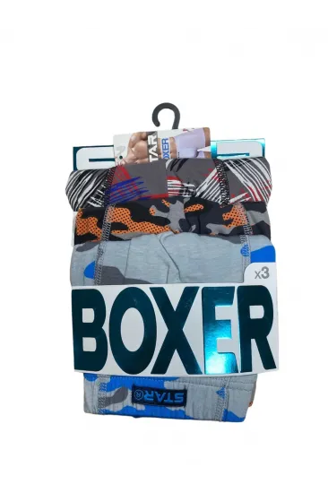 Star 106 Desenli Pamuklu Kemer Likralı 3Lü Boxer Star 106 Desenli Pamuklu Kemer Likralı 3Lü Boxer