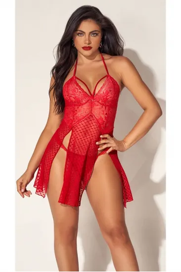 For Dreams 8604 Kırmızı Dantelli Boyundan Askılı Gecelik Takım For Dreams 8604 Kırmızı Dantelli Boyundan Askılı Gecelik Takım