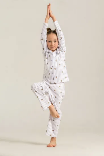 Rolypoly Rp3913-G Kız Çocuk Gömlek Pijama Takım Rolypoly Rp3913-G Kız Çocuk Gömlek Pijama Takım