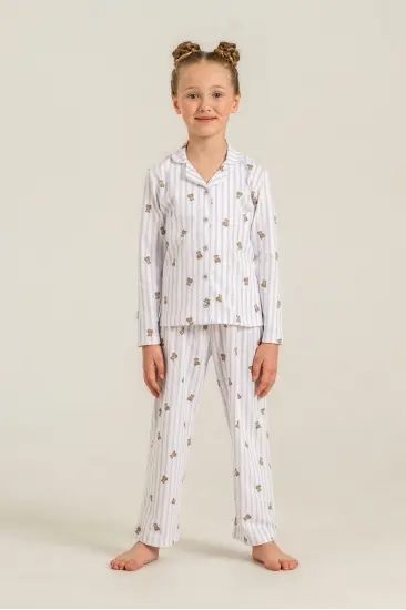 Rolypoly Rp3913-G Kız Çocuk Gömlek Pijama Takım Rolypoly Rp3913-G Kız Çocuk Gömlek Pijama Takım