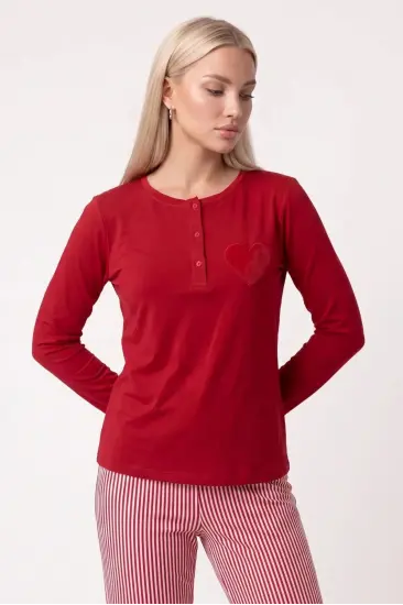 Pjs 30148 Kadın Uzun Kol Kalpli Pijama Takımı Pjs 30148 Kadın Uzun Kol Kalpli Pijama Takımı