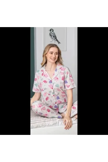 Freshness 107 Fil Desenli Patlı Kısa Kol Pijama Takımı Freshness 107 Fil Desenli Patlı Kısa Kol Pijama Takımı