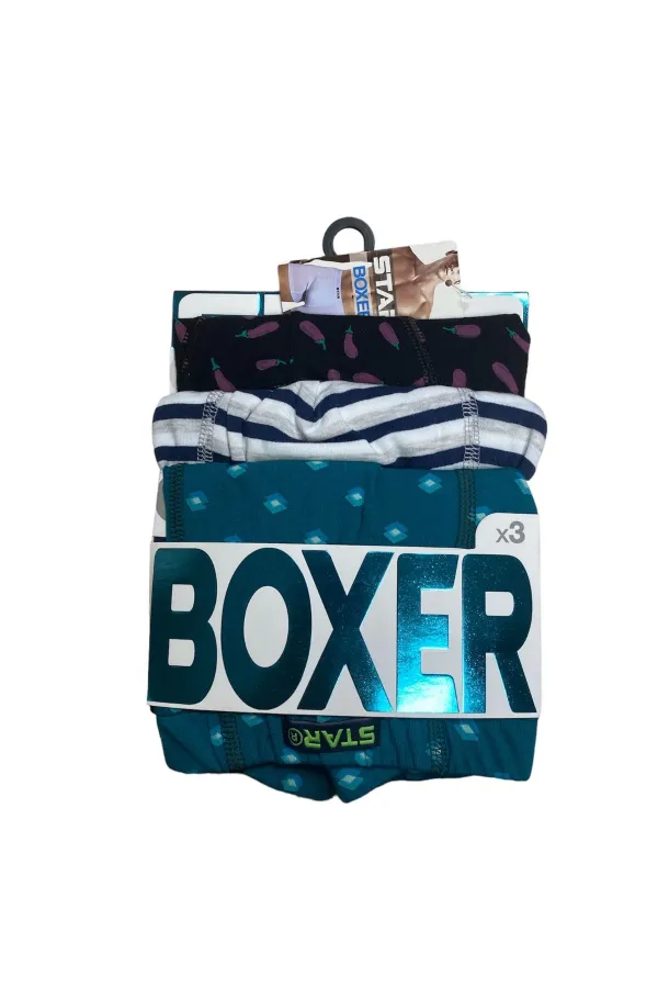 Star 106 Desenli Pamuklu Kemer Likralı 3Lü Boxer Star 106 Desenli Pamuklu Kemer Likralı 3Lü Boxer
