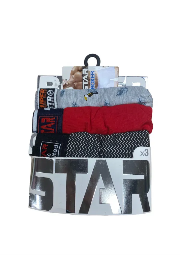 Star 105 Desenli Jakar Erkek 3lü Kemer Boxer Star 105 Desenli Jakar Erkek 3lü Kemer Boxer