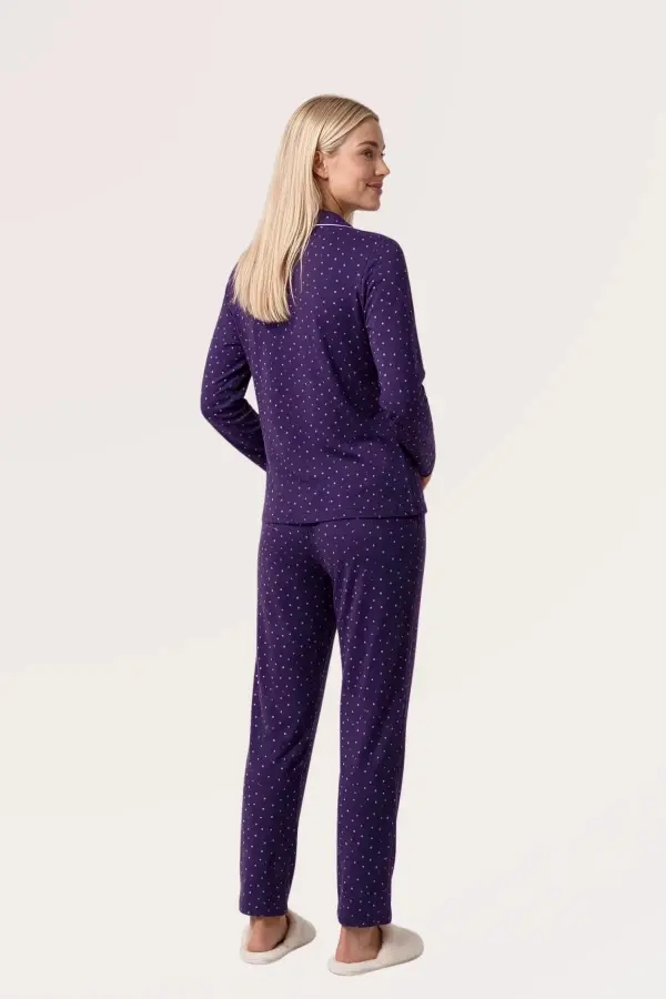 Pjs 30167 Kadın Uzun Kol Puantiyeli Düğmeli Pijama Takımı Pjs 30167 Kadın Uzun Kol Puantiyeli Düğmeli Pijama Takımı