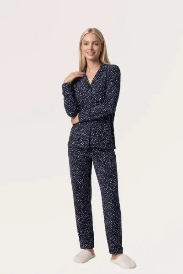 Pjs 30182 Kadın Uzun Kol Önden Düğmeli Pijama Takımı Pjs 30182 Kadın Uzun Kol Önden Düğmeli Pijama Takımı