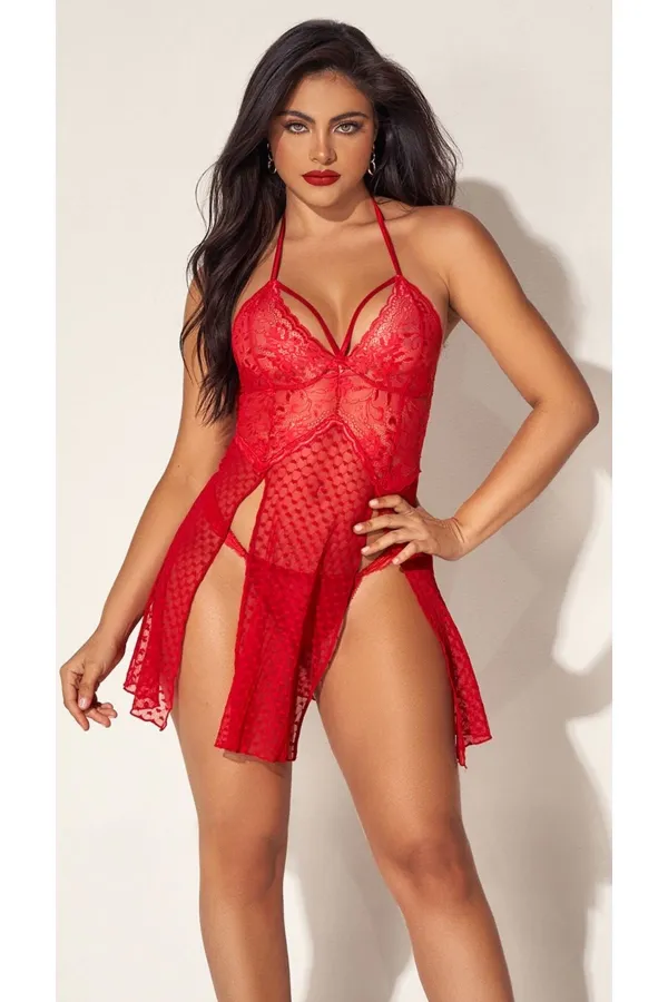 For Dreams 8604 Kırmızı Dantelli Boyundan Askılı Gecelik Takım For Dreams 8604 Kırmızı Dantelli Boyundan Askılı Gecelik Takım