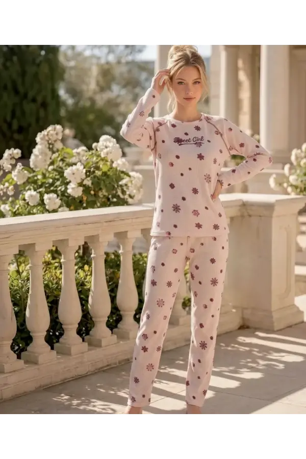 Boyraz VF-02745 Kadın Waffle Kumaş Pijama Takımı Boyraz VF-02745 Kadın Waffle Kumaş Pijama Takımı