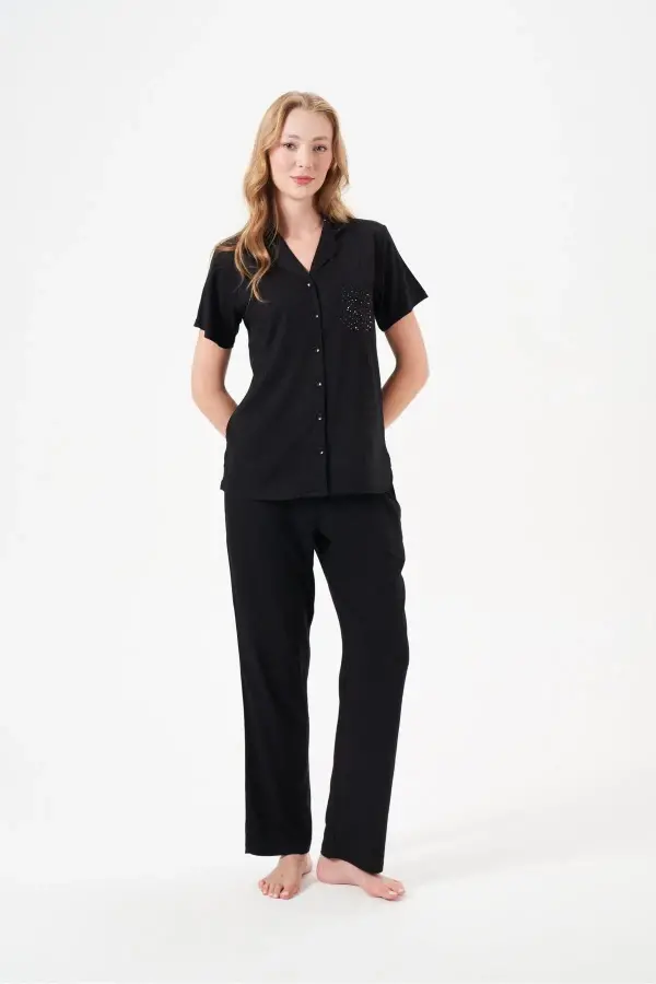 PJS 29006 Kadın Kısa Kol Önden Düğmeli Pijama Takımı PJS 29006 Kadın Kısa Kol Önden Düğmeli Pijama Takımı