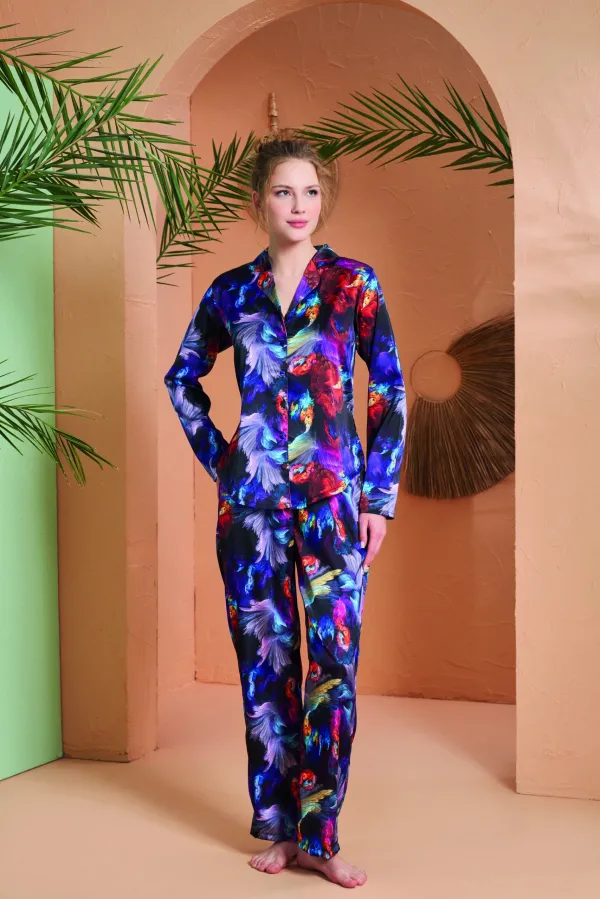 PJS 27079 Kadın Düğmeli Pijama Takımı PJS 27079 Kadın Düğmeli Pijama Takımı
