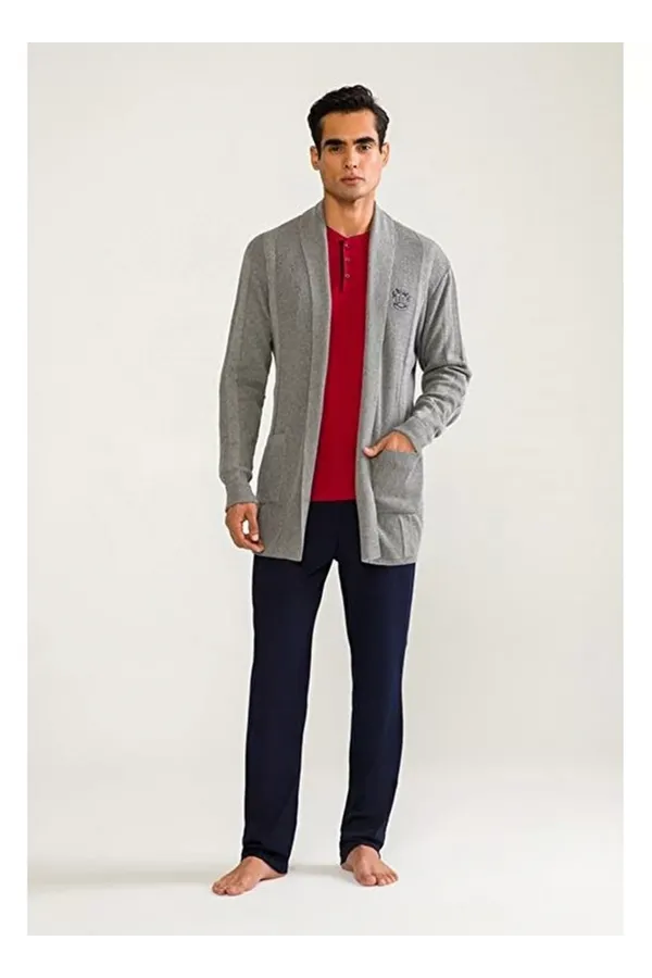 DS Damat 03004 5li Triko Robdöşambr Damat Pijama Seti DS Damat 03004 5li Triko Robdöşambr Damat Pijama Seti