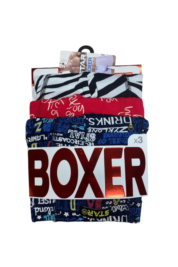 Star 106 Desenli Pamuklu Kemer Likralı 3Lü Boxer Star 106 Desenli Pamuklu Kemer Likralı 3Lü Boxer
