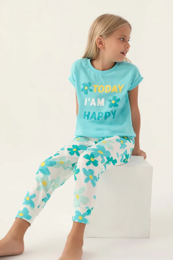 Roly Poly 3394-2 Kız Çocuk Çiçekli Kısa Kol Pijama Takım Roly Poly 3394-2 Kız Çocuk Çiçekli Kısa Kol Pijama Takım