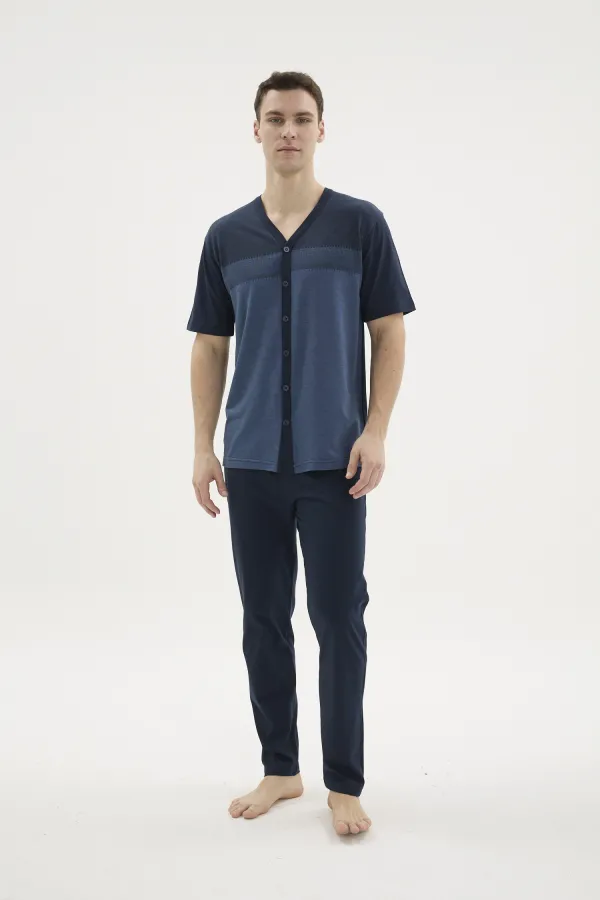 Kocabey KKT-26154 Erkek V Yaka Boydan Düğmeli Pijama Takımı Kocabey KKT-26154 Erkek V Yaka Boydan Düğmeli Pijama Takımı