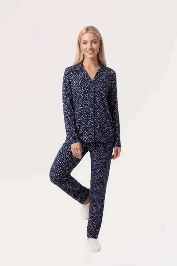 Pjs 30182 Kadın Uzun Kol Önden Düğmeli Pijama Takımı Pjs 30182 Kadın Uzun Kol Önden Düğmeli Pijama Takımı