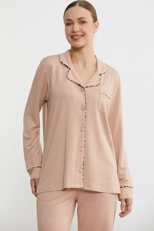 Sementa 76444 Düz Renk Gömlek Model Pijama Takım Sementa 76444 Düz Renk Gömlek Model Pijama Takım