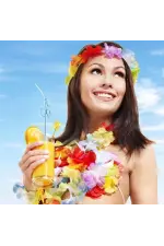 Rengarenk Hawaii Kolye Taç Bileklik Seti 4 Parça Rengarenk Hawaii Kolye Taç Bileklik Seti 4 Parça