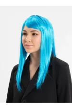 Açık Mavi Renk Uzun Düz Parti Peruğu Açık Mavi Renk Uzun Düz Parti Peruğu