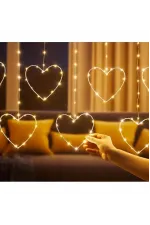 Kalpli Perde Led Işıklar, Sevgililer Günü Romantik Led Aydınlatma Kalpli Perde Led Işıklar, Sevgililer Günü Romantik Led Aydınlatma